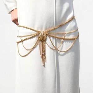 ZARA Limited Edition Vintage Metallic Belt With Shell Detail
